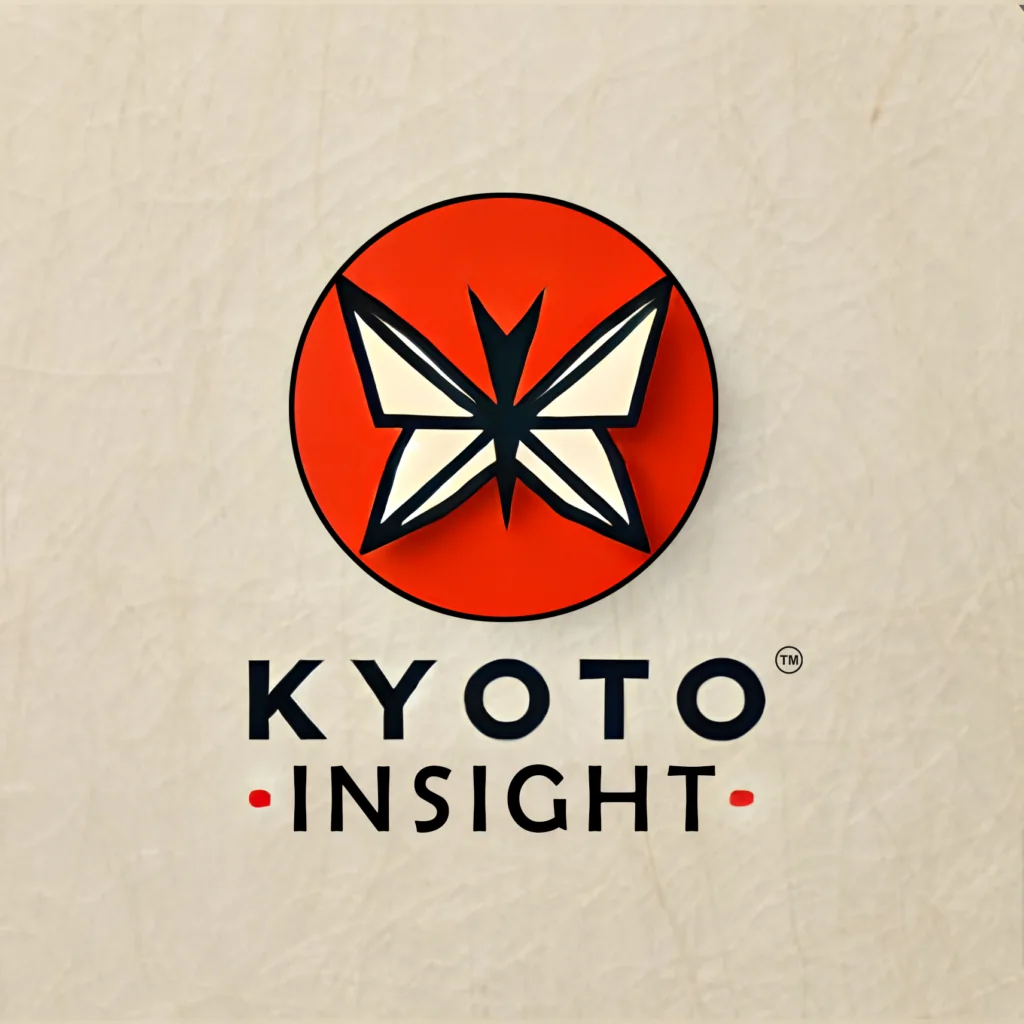 Kyoto Insight logo featuring a butterfly design in a red circle, symbolizing Kyoto’s beauty and culture, representing free walking tours and local experiences